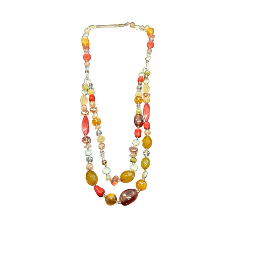 Avon long double strand spice colored Beaded Necklace NIB vintage 2007